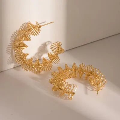 18K Gold-Plated Stainless Steel C-Hoop Earrings sold by Charming Charlie product image thumbnail 3