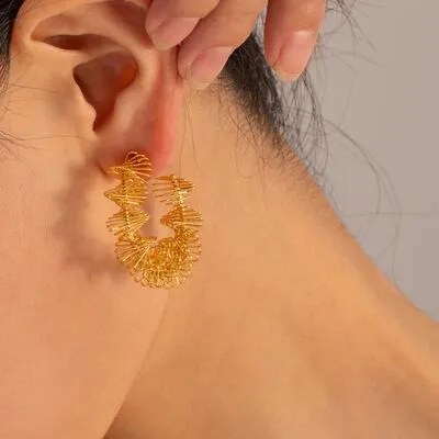 18K Gold-Plated Stainless Steel C-Hoop Earrings sold by Charming Charlie product image thumbnail 4