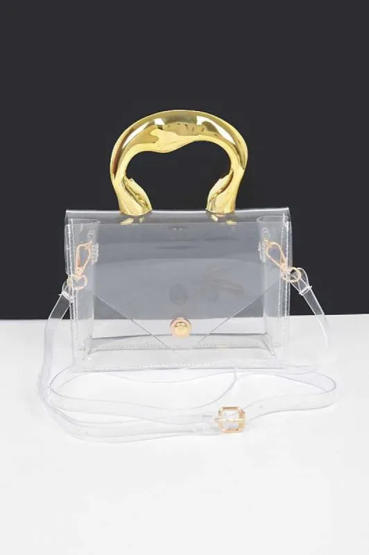 Silver Handle Transparent Stadium Bag sold by Charming Charlie