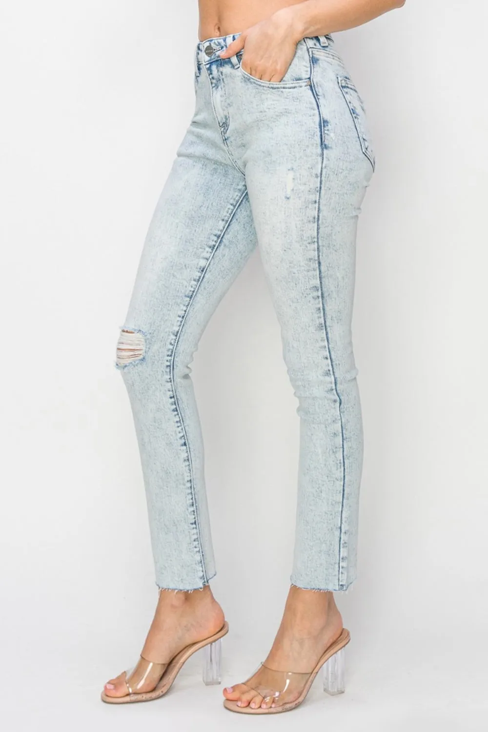 Risen Full Size High Rise Distressed Skinny Jeans sold by Charming Charlie product image thumbnail 3