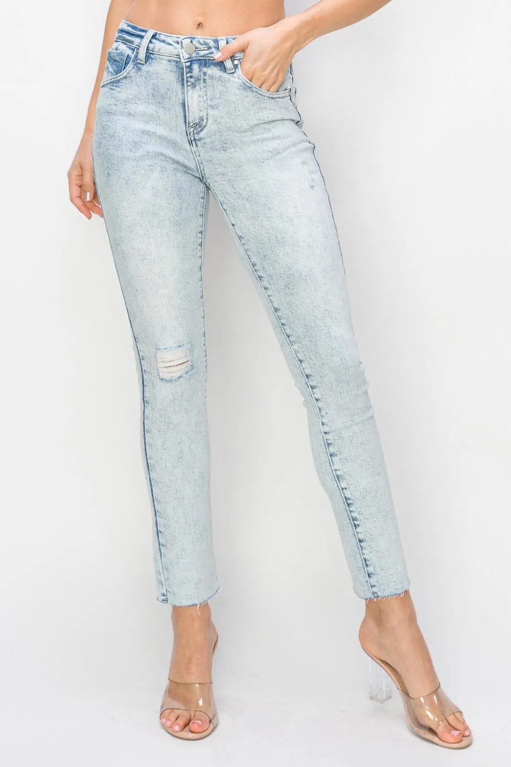 Risen Full Size High Rise Distressed Skinny Jeans sold by Charming Charlie product image thumbnail 4
