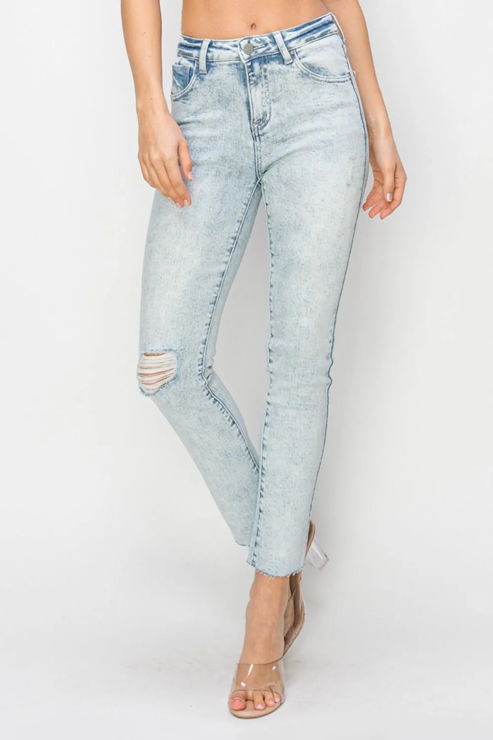 Risen Full Size High Rise Distressed Skinny Jeans sold by Charming Charlie product image thumbnail 5