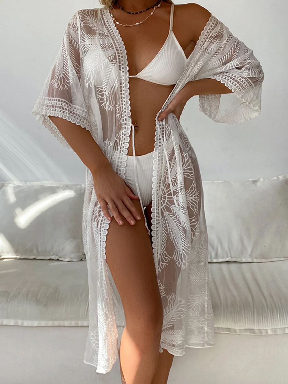 Tied Open Front Half Sleeve Cover Up sold by Charming Charlie product image thumbnail 3