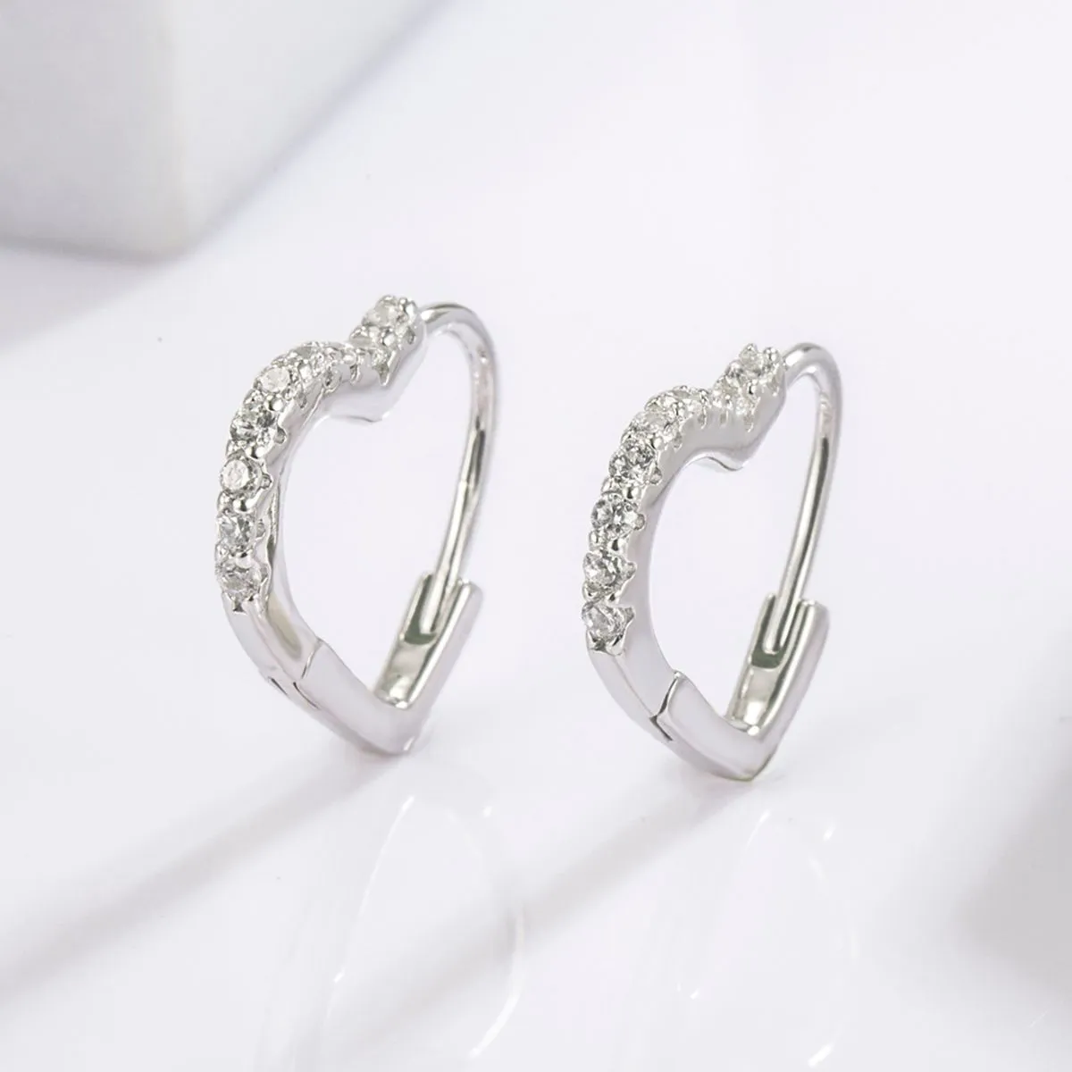 925 Serling Silver Zircon Heart Shape Earrings sold by Charming Charlie