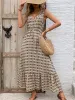 Printed V-Neck Tie Waist Midi Dress sold by Charming Charlie