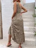 Printed V-Neck Tie Waist Midi Dress sold by Charming Charlie