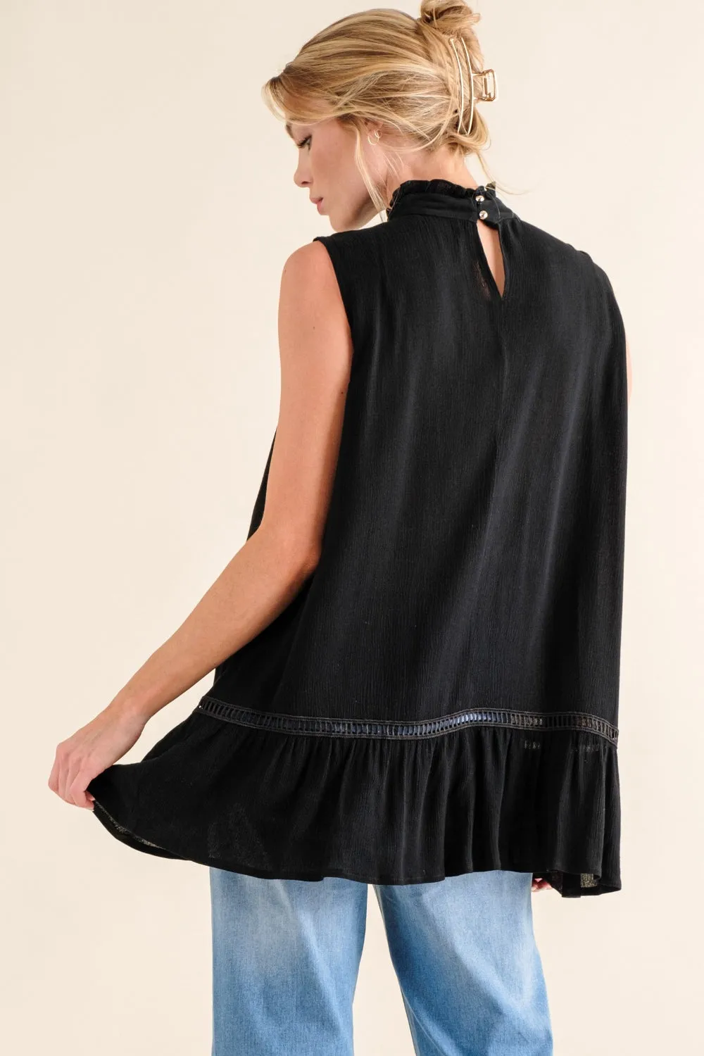 And The Why Lace Detail Sleeveless Ruffled Top sold by Charming Charlie product image thumbnail 2
