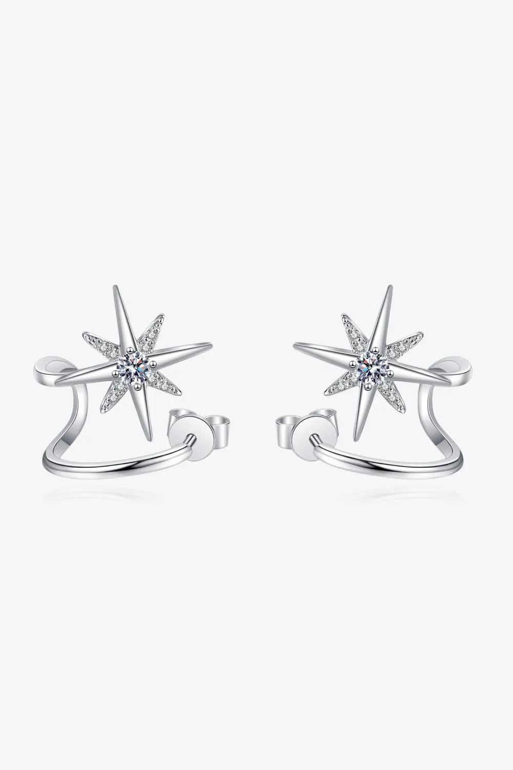 Moissanite Star Rhodium-Plated Earrings sold by Charming Charlie