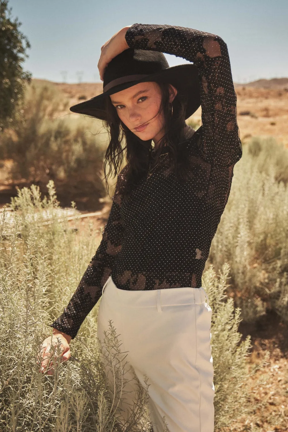 Ces Femme Floral Lace Mesh Bodysuit sold by Charming Charlie product image thumbnail 2