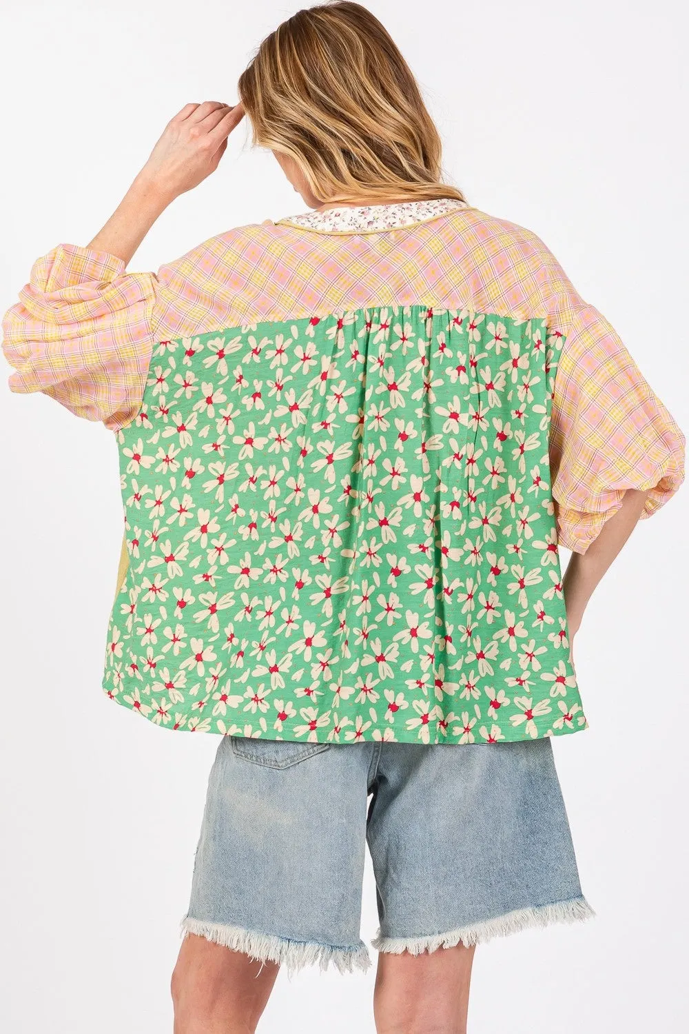 SAGE + FIG Color Block Bubble Sleeve Top sold by Charming Charlie product image thumbnail 2
