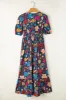 Printed Notched Puff Sleeve Midi Dress sold by Charming Charlie
