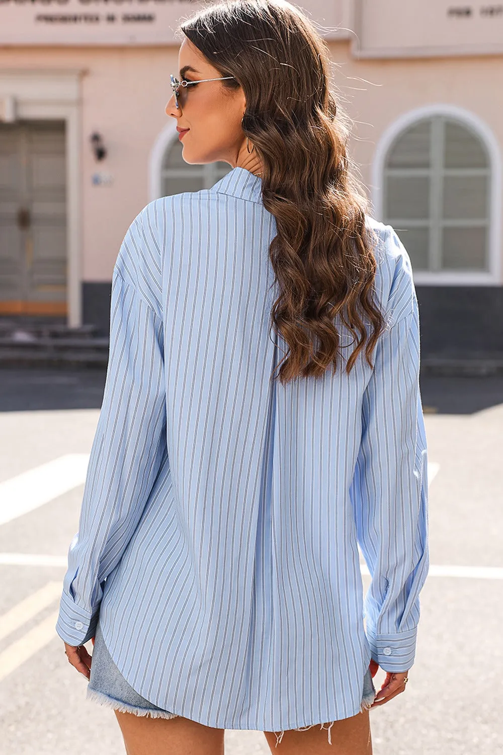 Striped Button Up Long Sleeve Shirt sold by Charming Charlie product image thumbnail 4