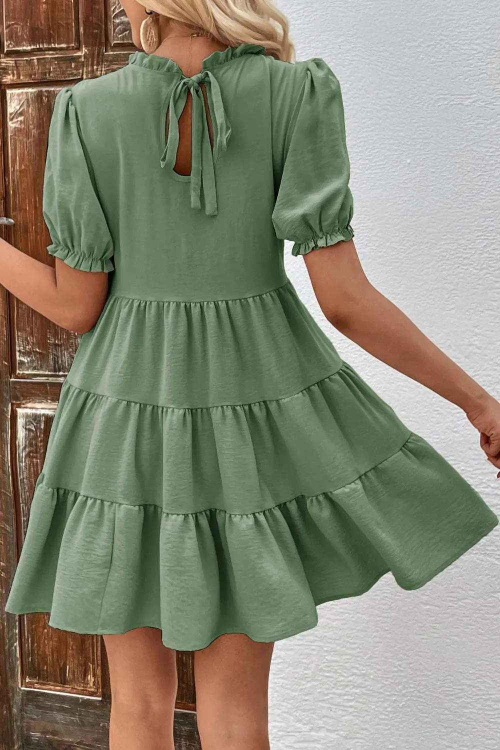 Puff Sleeve Tie Back Tiered Dress sold by Charming Charlie product image thumbnail 2