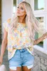 Printed Round Neck Cap Sleeve Blouse sold by Charming Charlie