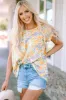 Printed Round Neck Cap Sleeve Blouse sold by Charming Charlie