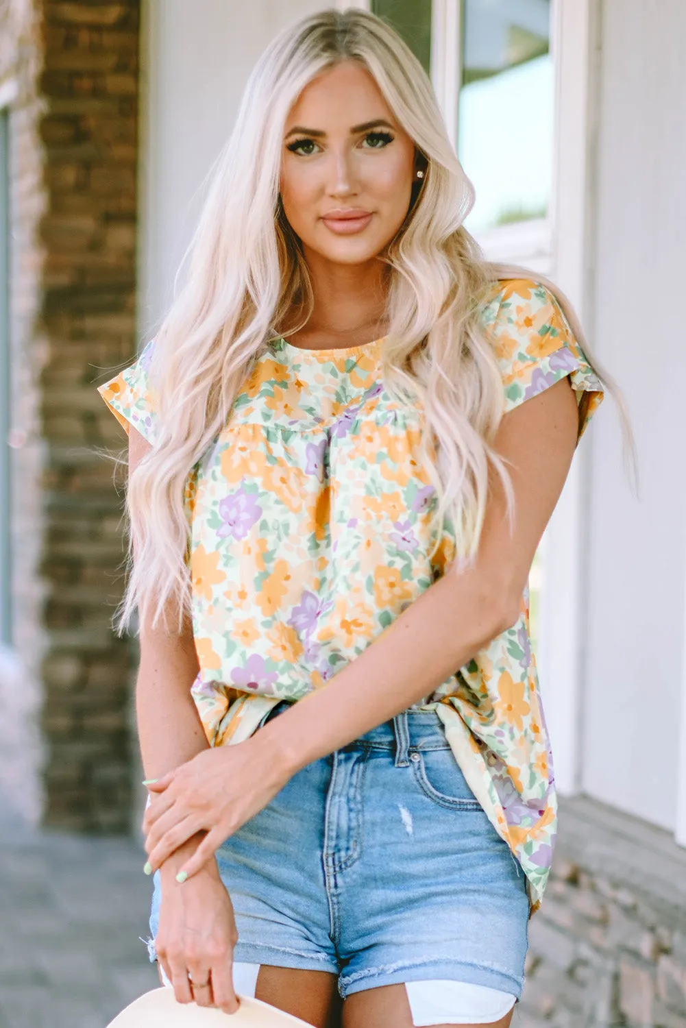 Printed Round Neck Cap Sleeve Blouse sold by Charming Charlie product image thumbnail 5