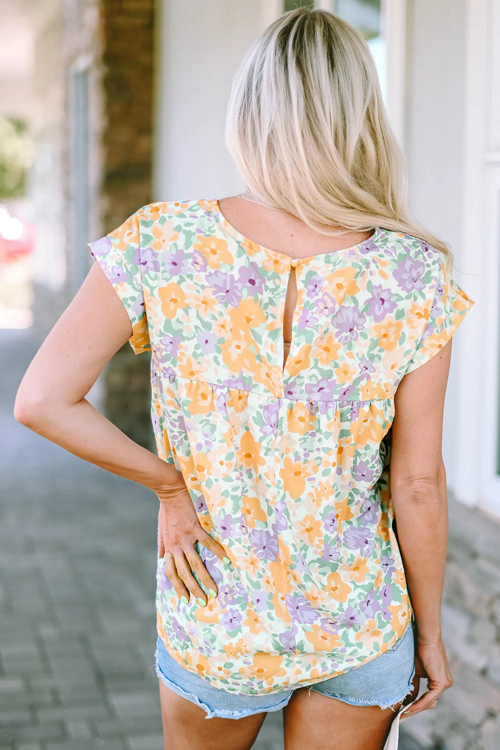 Printed Round Neck Cap Sleeve Blouse sold by Charming Charlie product image thumbnail 2