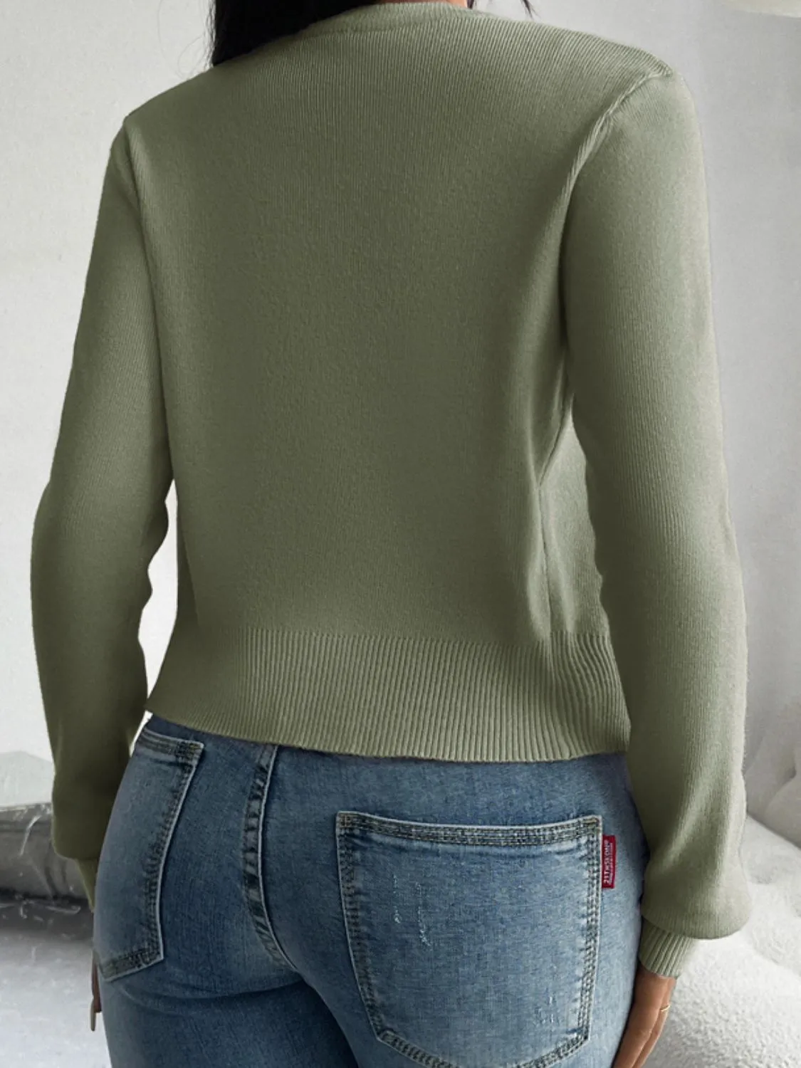 Button Up Round Neck Cardigan sold by Charming Charlie product image thumbnail 2