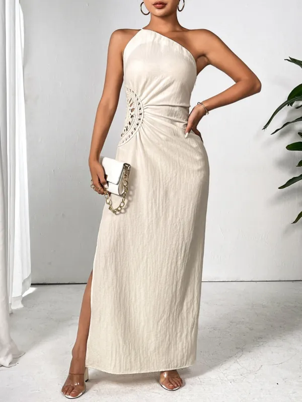Slit One Shoulder Sleeveless Maxi Dress sold by Charming Charlie
