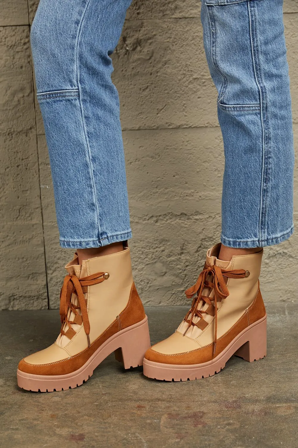 East Lion Corp Lace Up Lug Booties sold by Charming Charlie product image thumbnail 5