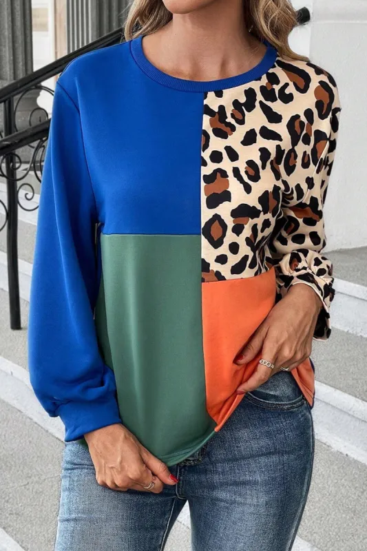 Color Block Round Neck Long Sleeve Sweatshirt sold by Charming Charlie