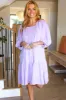 Love Found Lilac Square Neck Smocked Dress sold by Charming Charlie