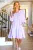 Love Found Lilac Square Neck Smocked Dress sold by Charming Charlie