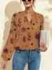 Printed Notched Long Sleeve Blouse sold by Charming Charlie