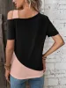 Contrast Asymmetrical Neck Short Sleeve T-Shirt sold by Charming Charlie