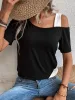 Contrast Asymmetrical Neck Short Sleeve T-Shirt sold by Charming Charlie