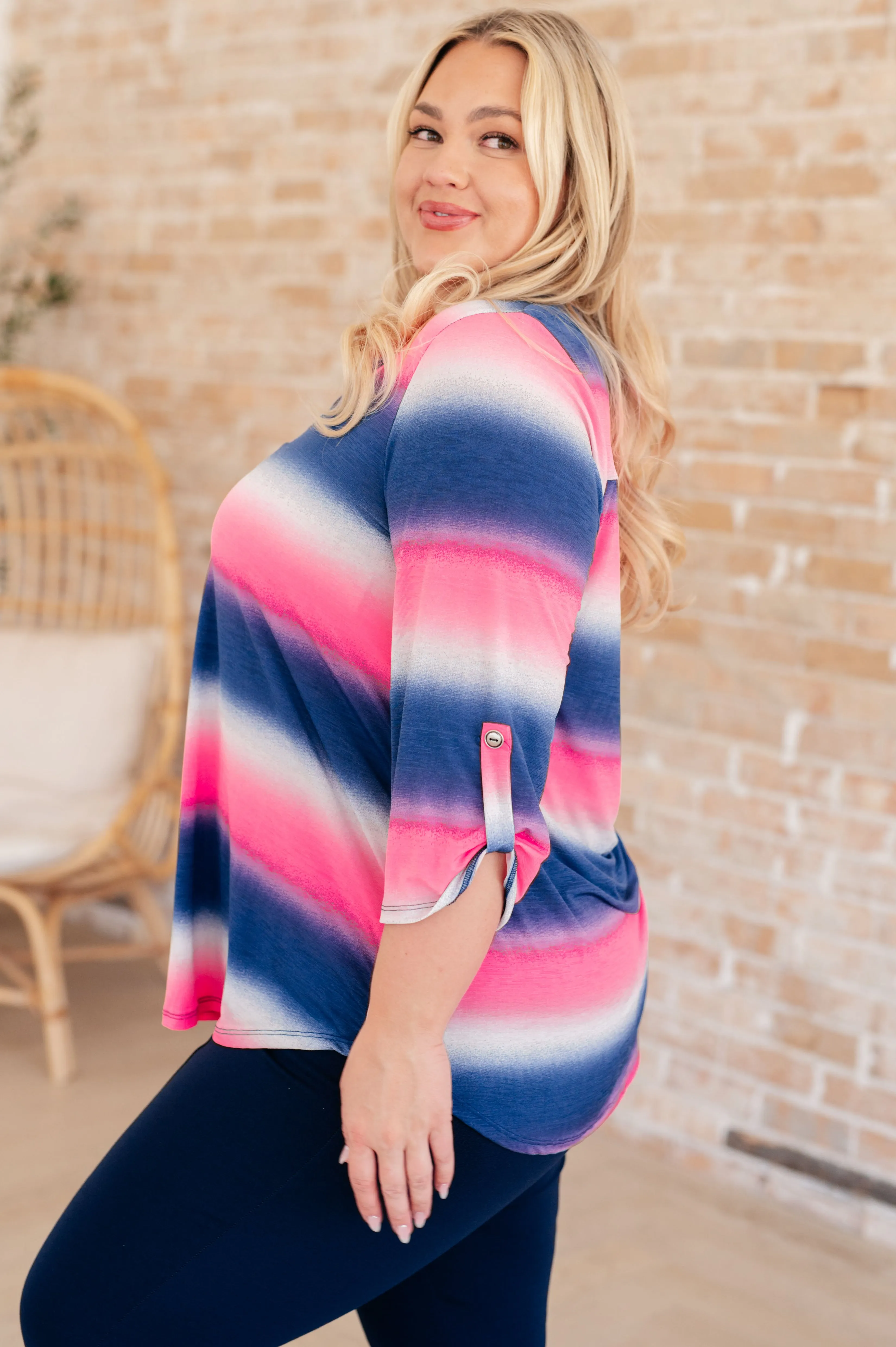 Lizzy Top in Blue and Pink Haze sold by Charming Charlie product image thumbnail 5