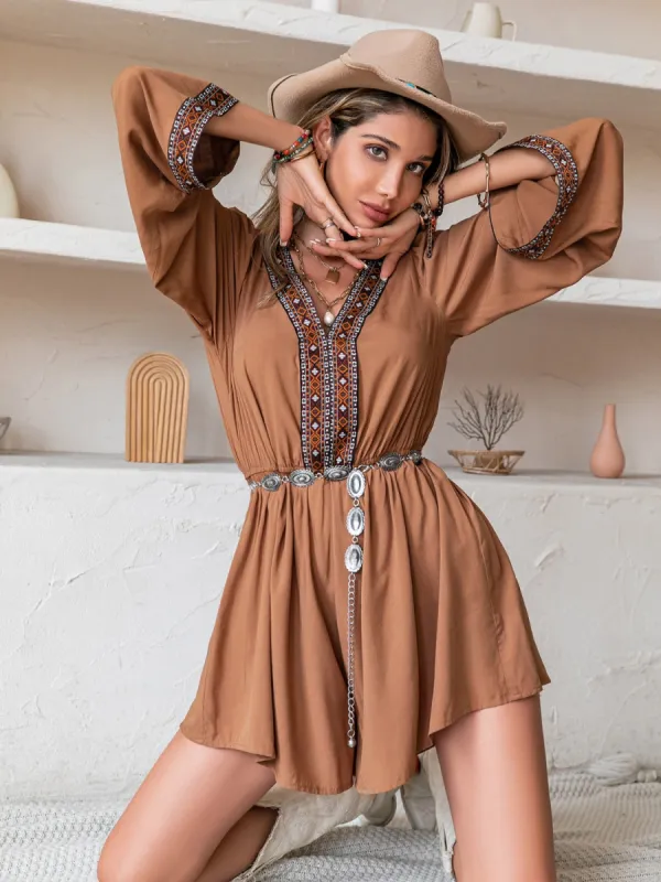 V-Neck Long Sleeve Romper sold by Charming Charlie
