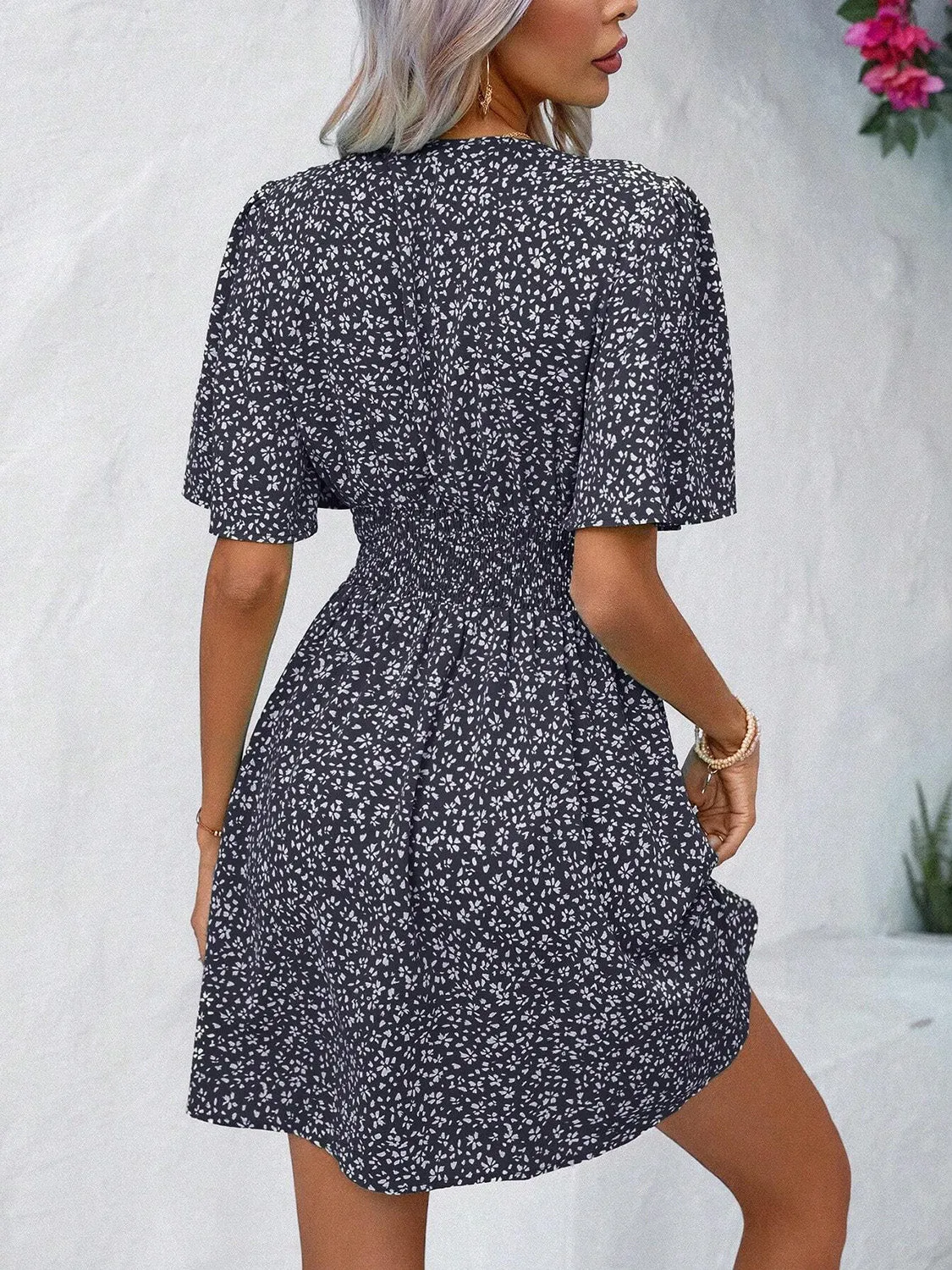 Printed V-Neck Half Sleeve Mini Dress sold by Charming Charlie product image thumbnail 2