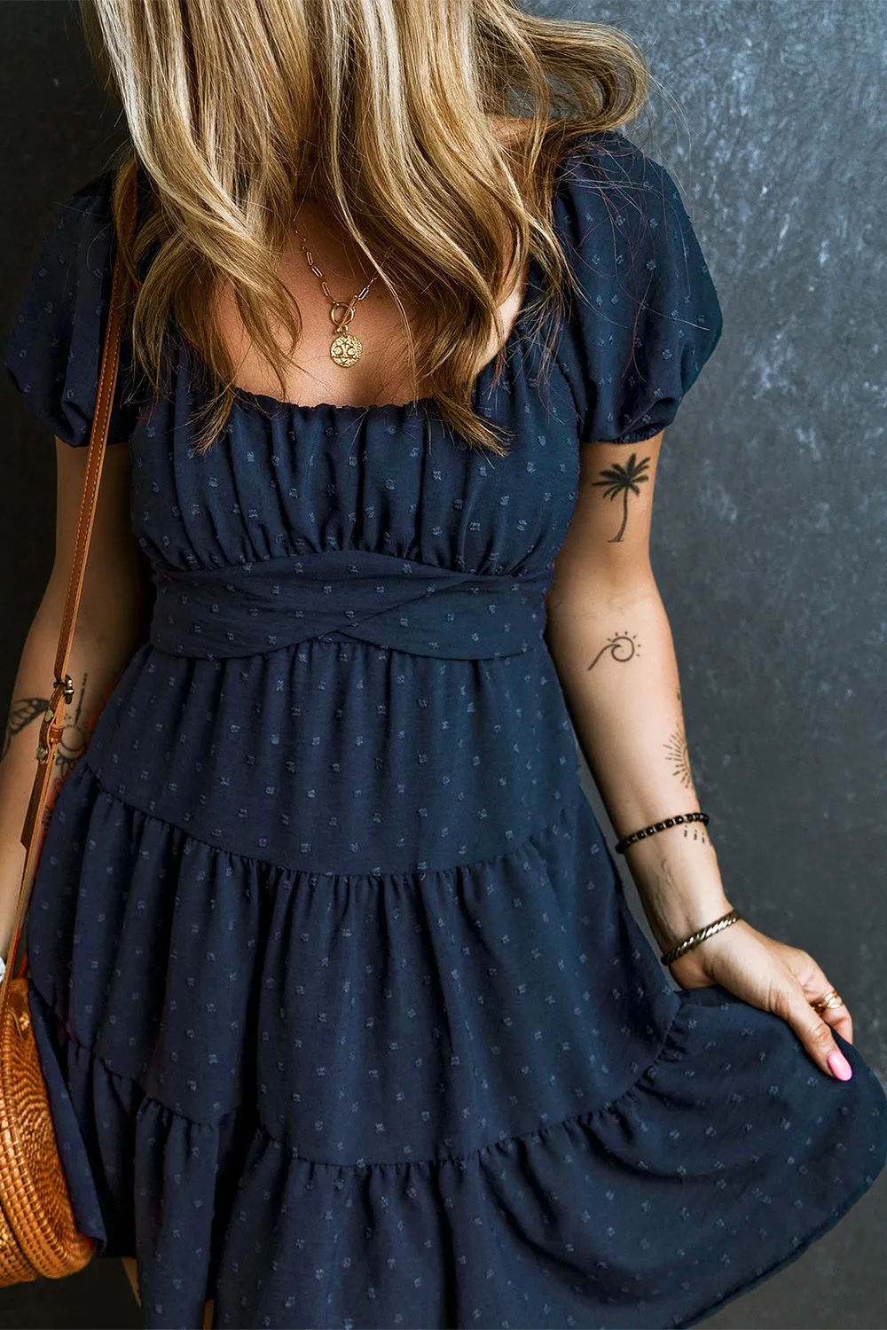 Swiss Dot Short Sleeve Mini Dress sold by Charming Charlie product image thumbnail 3