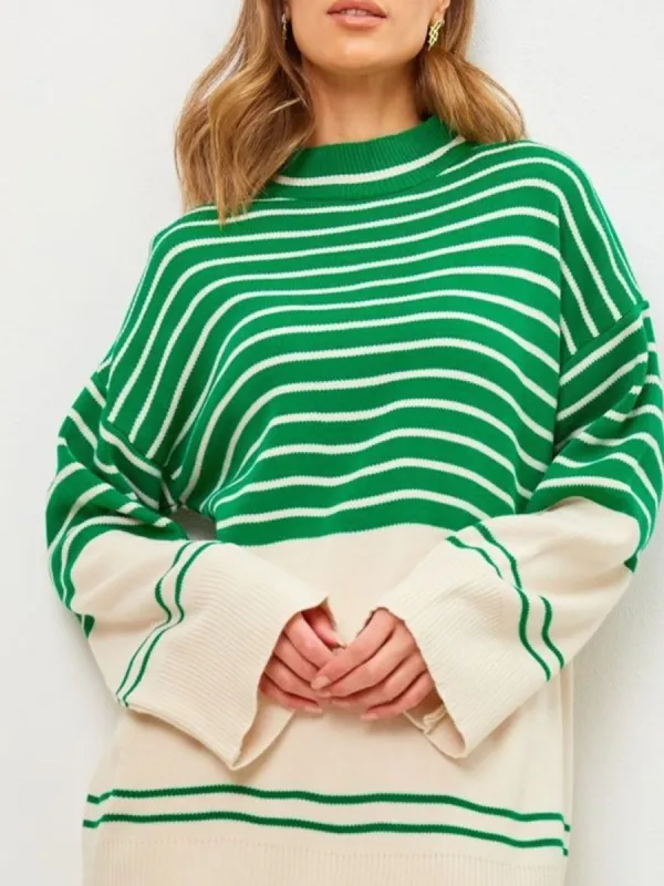 Striped Mock Neck Long Sleeve Sweater sold by Charming Charlie