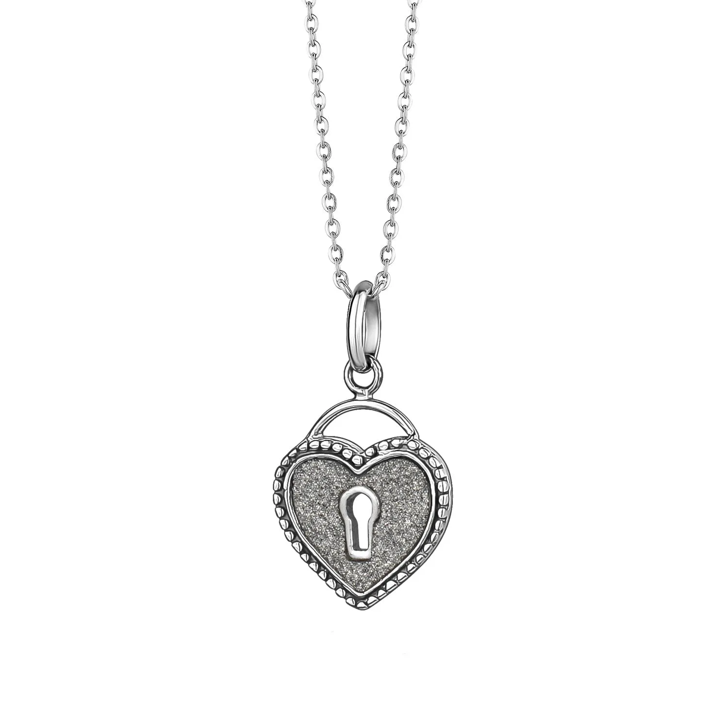 GL Creations- Sterling Silver Stardust Heart Lock Pendant sold by Charming Charlie