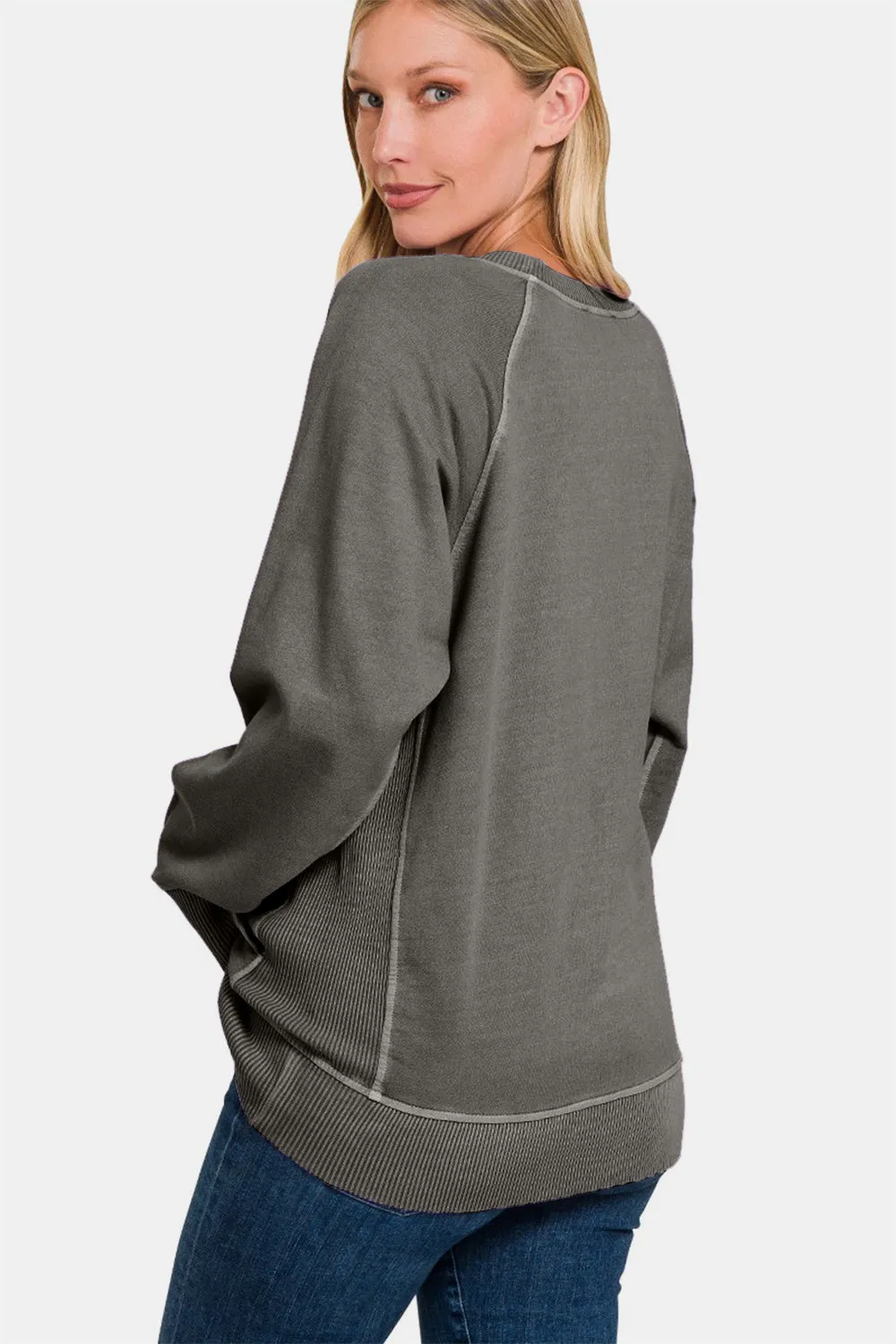 Zenana Round Neck Long Sleeve Sweatshirt sold by Charming Charlie product image thumbnail 2