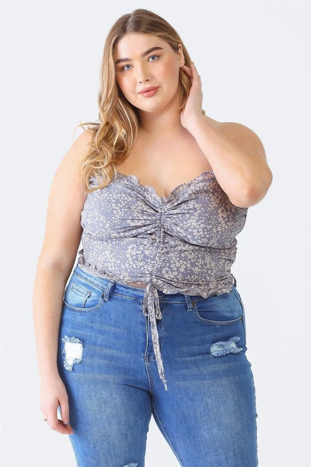 Zenobia Plus Size Drawstring Smocked Floral Tube Top sold by Charming Charlie