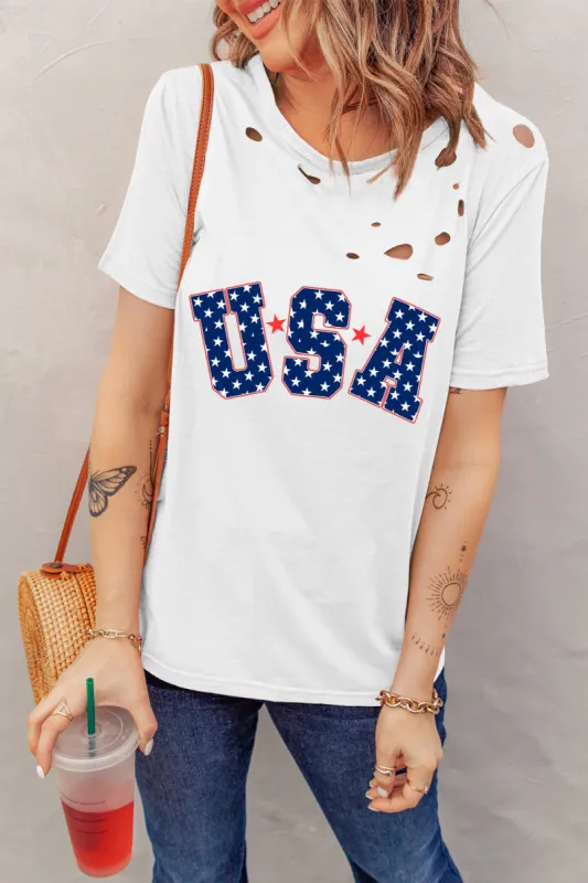 USA Round Neck Short Sleeve T-Shirt sold by Charming Charlie