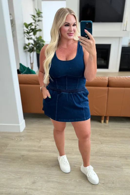 City Siren Skort in Denim sold by Charming Charlie