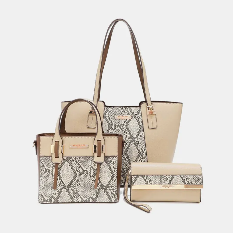 Nicole Lee USA 3-Piece Snake Print Handbag Set sold by Charming Charlie