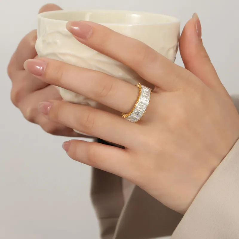 Titanium Steel Inlaid Zircon Ring sold by Charming Charlie