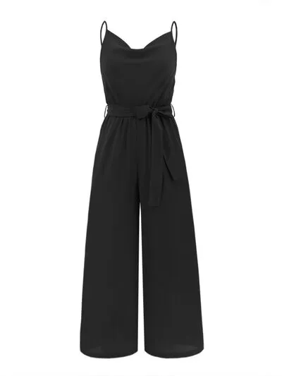 Tied Spaghetti Strap Wide Leg Jumpsuit sold by Charming Charlie product image thumbnail 5