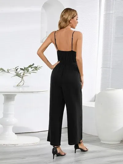 Tied Spaghetti Strap Wide Leg Jumpsuit sold by Charming Charlie product image thumbnail 4
