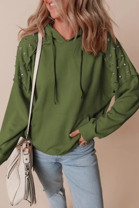 Rivet Drawstring Long Sleeve Hoodie sold by Charming Charlie