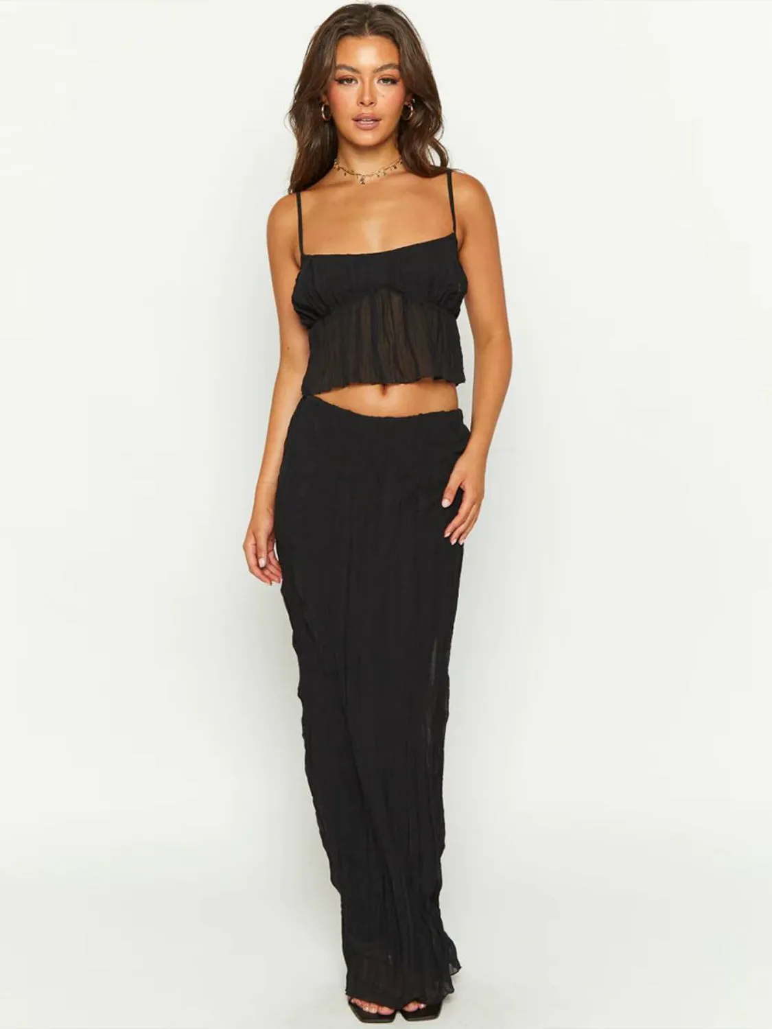 Square Neck Sleeveless Top and Ruched Skirt Set sold by Charming Charlie