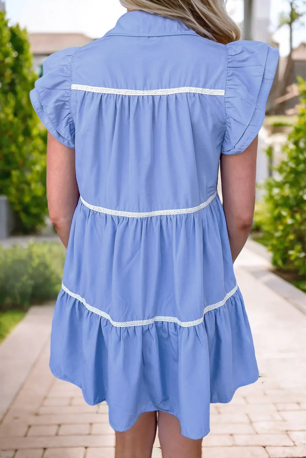 Ruffled Button Up Cap Sleeve Mini Dress sold by Charming Charlie product image thumbnail 3