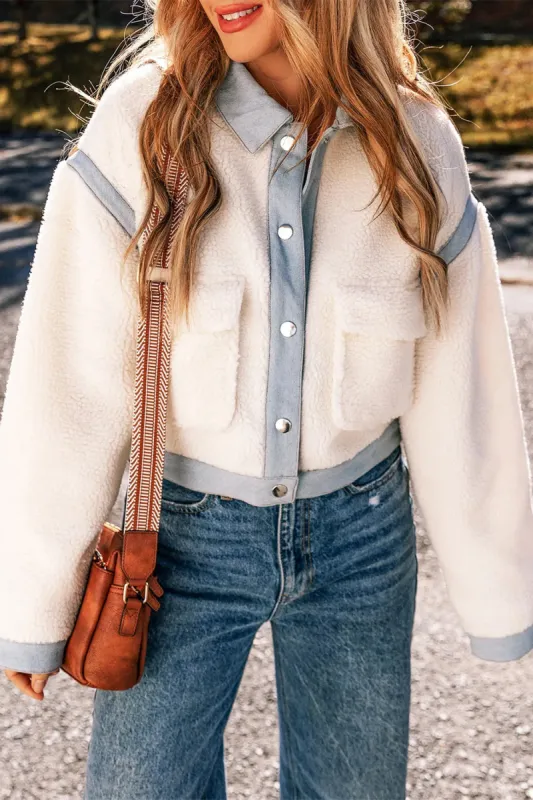 Snap Down Splicing Long Sleeve Jacket sold by Charming Charlie