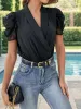 Surplice Puff Sleeve Bodysuit sold by Charming Charlie