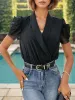 Surplice Puff Sleeve Bodysuit sold by Charming Charlie